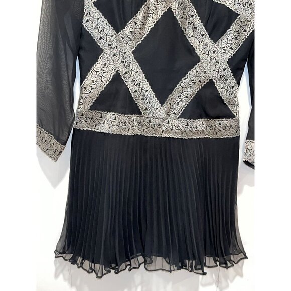 Liancarlo Vintage Sheer Black Long Sleeve Mini Dress Women's size 6 - Picture 4 of 10